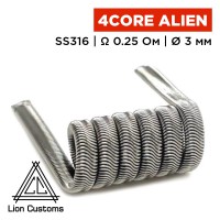 Готова спіраль Lion Customs Four-Core Alien Clapton Coil 0.3 мм SS316 0.25 Ом 1 шт