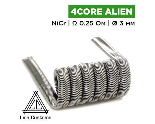 Готова спіраль Lion Customs Four-Core Alien Clapton Coil 0.3 мм NiCr 0.25 Ом 1 шт
