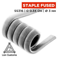 Готова спіраль Lion Customs Staple Fused Clapton Coil 0.8x0.1 + 0.12 мм SS316 0.34 Ом 1 шт