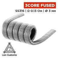 Готовая спираль Lion Customs Three-Core Fused Clapton Coil 0.4 мм SS316 0.13 Ом 1 шт