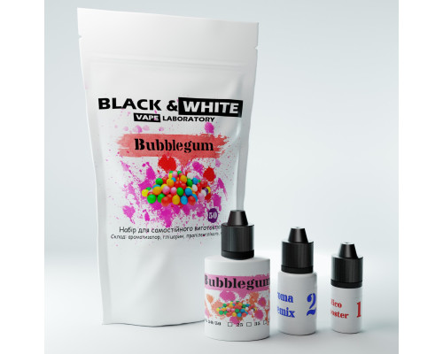 Набір для сольової рідини Black & White Bubblegum 25 мг 30 мл
