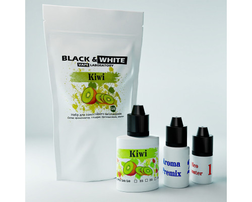 Набір для сольової рідини Black & White Kiwi 25 мг 30 мл