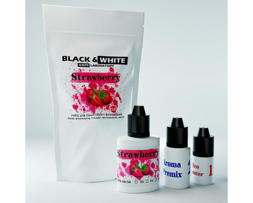 Набір для сольової рідини Black & White Strawberry 25 мг 30 мл
